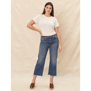 Industry Standard The Clementine Cropped Wide Jeans High Rise Button Fly Raw Hem